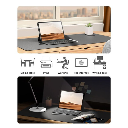 Retro Cowhide Patterned Desk Pad,Double-Sided Stain-Resistant Mouse Mat Ready Elegant Office Computer Pad Leather Pad 2