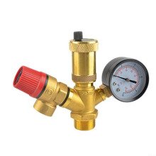 3 Bar Brass Boiler Pressure Relief Valve with Gauge DN25 1 Inch Automatic Air Vent for Heating Systems