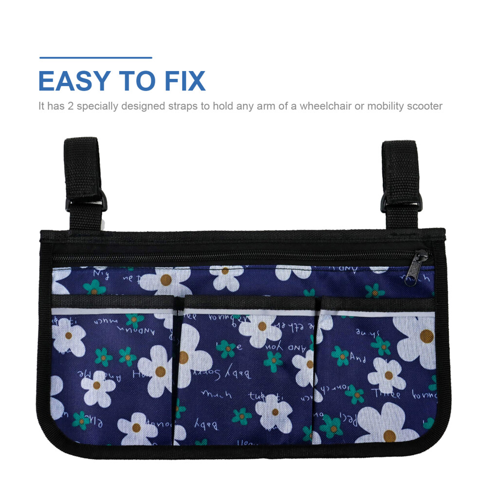 Wheelchair Armrest Bag with Reflective Strips 33x18cm Multi-Color Storage Pouch