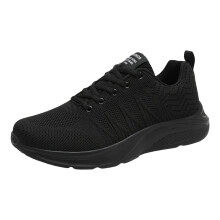 Men Sneakers Breathable Mesh Summer Casual Shoes Non Slip Running Shoes Lightweight Gym Footwear UK 7 Black