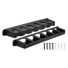 Pool Cue Rack Wall Mounted Plastic Pool Stick Holder Holds 6 Cues Black Billiard Accessory