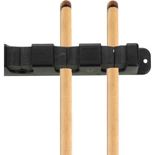 Pool Cue Rack Wall Mounted Plastic Pool Stick Holder Holds 6 Cues Black Billiard Accessory 1