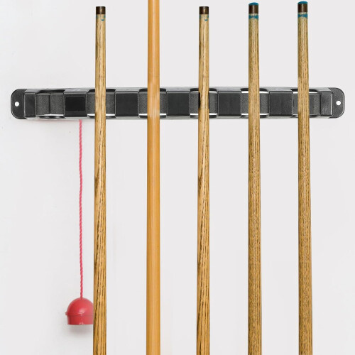 Pool Cue Rack Wall Mounted Plastic Pool Stick Holder Holds 6 Cues Black Billiard Accessory 2