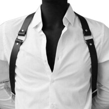 Mens Faux Leather Adjustable Chest Harness with ORing