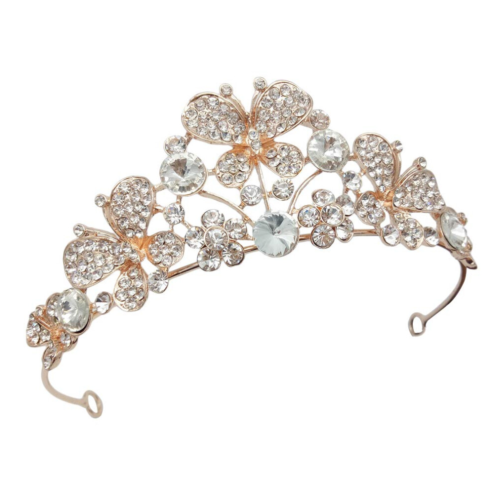 Golden Crystal Wedding Tiaras, Birthday Party Headbands With Luster, Prom Pageant Tiara, Rhinestone Bridal Crown, Costume Crowns For Special Occasion