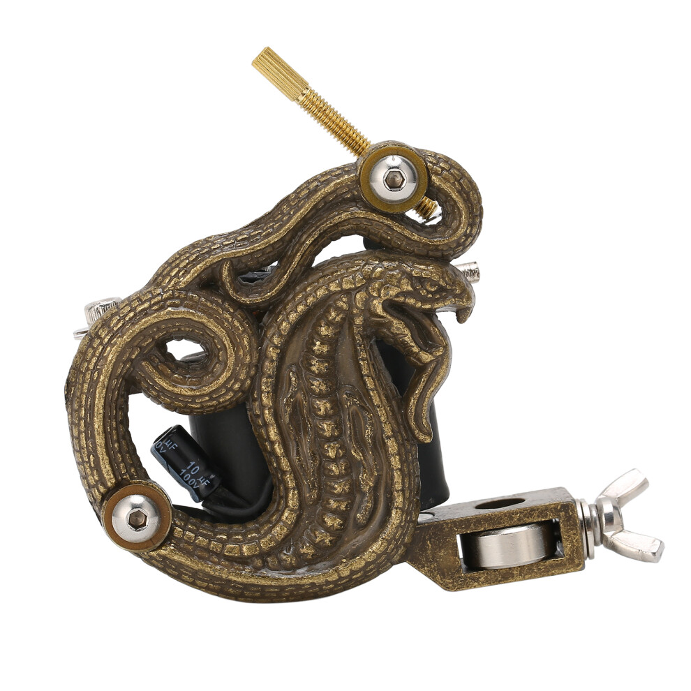 Voltage Adjustments Compatible Tattoo Machine For Beginner And Pro Artists 10 Turn Coils Strong Magnetic Force Retro Style Snake Shaped Body Low