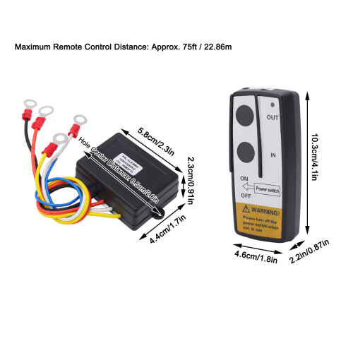 12V 24V Wireless Winch Remote Control with Receiver 75ft Long Range Universal 2