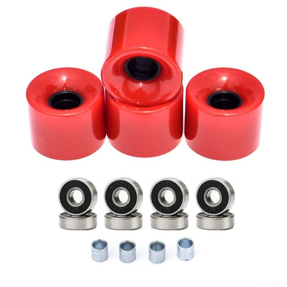Wheels 4 Pieces 78A Longboard Wheels With Spacers Fabric Set Abec9 Bearings 60X45mm Tough Pu For Street Cruiser Red 9094768796757