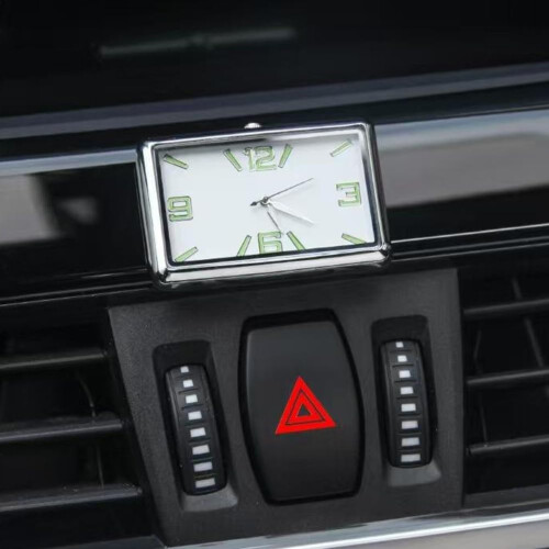 Rectangular Quartz Car Dashboard Clock with Glass Display and Tuyere Clamp Mount 1