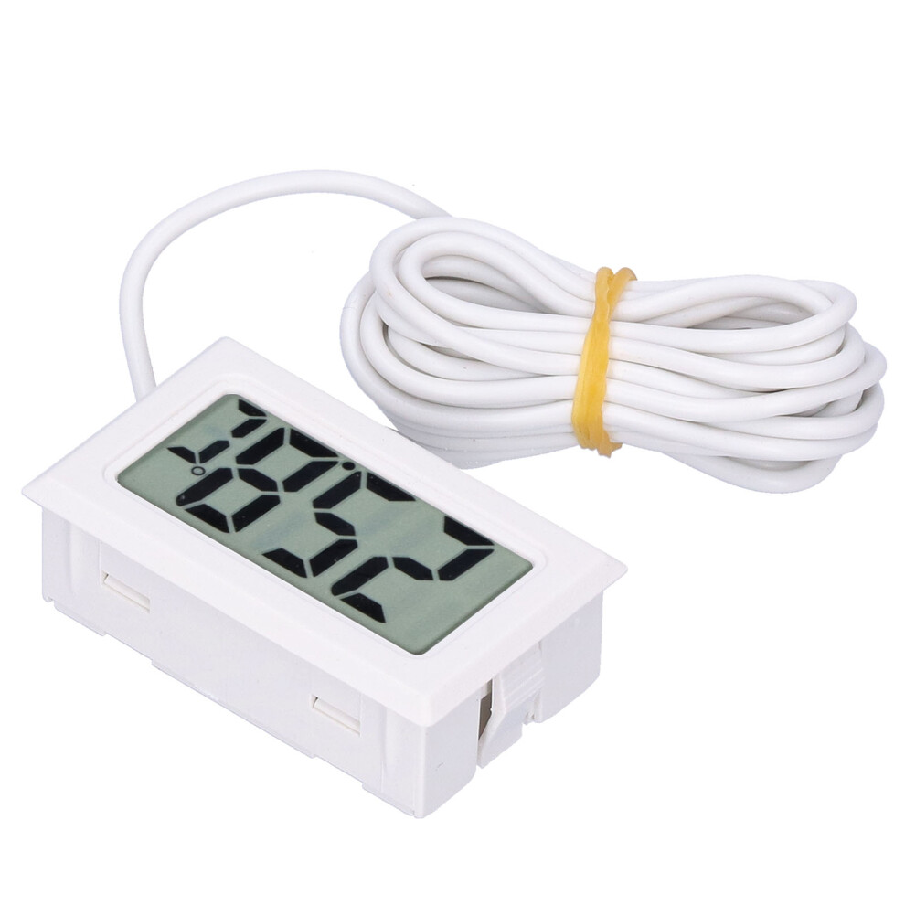 White Mini Lcd Wired Digital Thermometer Fy13001 -50C To 110C