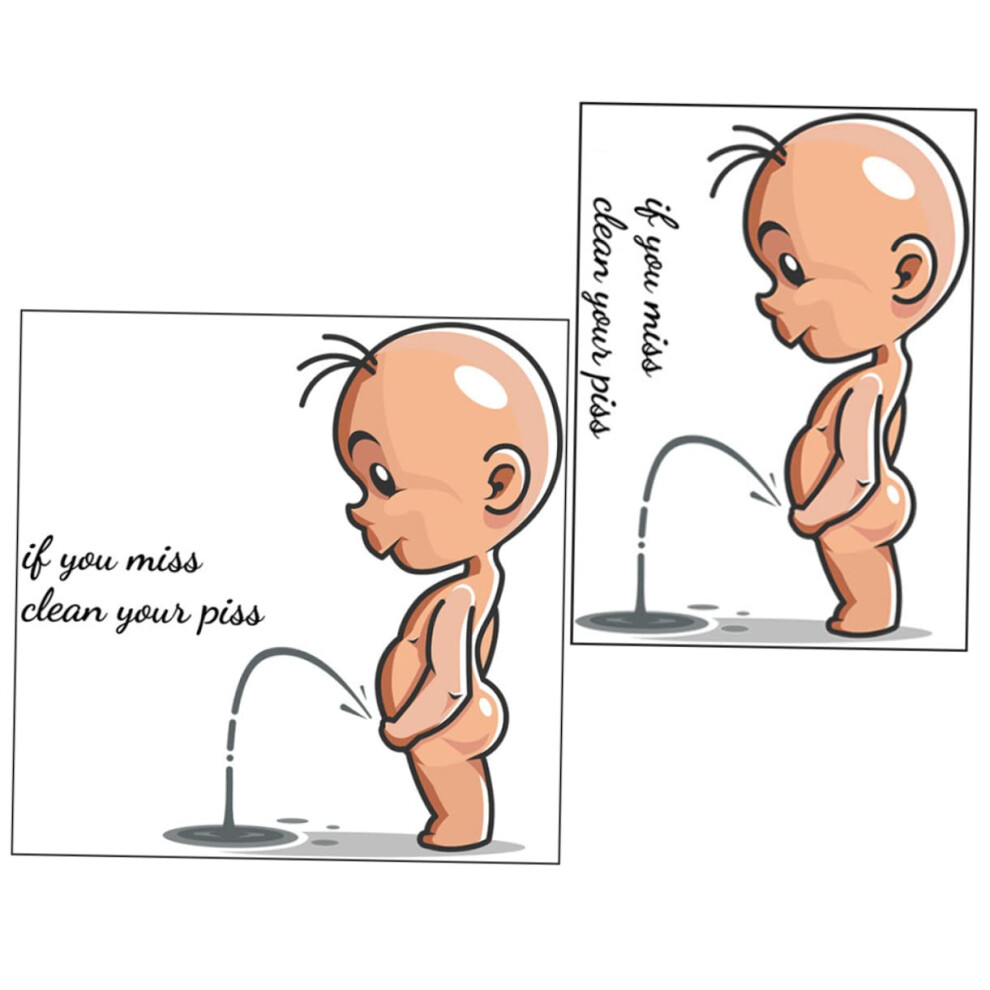 2pcs Little Boy Wall Sticker Removable Toilet Sticker Window Decal For Bathroom Decor Potty Training Vinyl