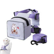 Dog Backpack Harness Bear Rabbit Dinosaur Pattern, Adjustable Cartoon, Leashes Included, Travel Camping Hiking Purple