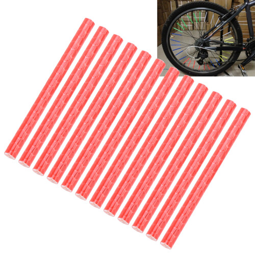 12Pcs Red Bicycle Spoke Reflector Strips, ABS+Reflective Film 2