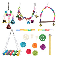 Parrot Cage Bell Toy With Chewable Elements Attention Grabbing Sound Bright Colors Easy Attachment Interactive Fun For Pet Birds
