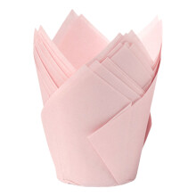 Pack Of 50 Tulips Cupcake Liners Heat Resistant Muffin-Pink