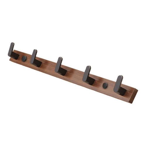 Practical Wall Mounted Coat Rack with-9131 walnut Black 5hook