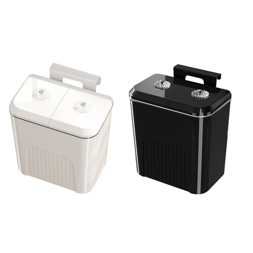 Space Efficient Kitchen Waste Bin Dry and Wet Separation-Black 1