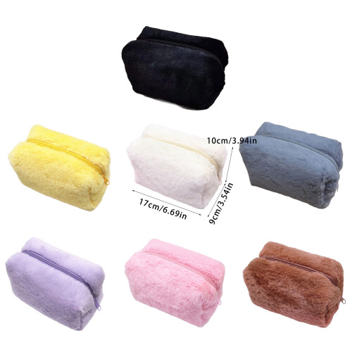 Elegant Makeup Organizers Bag Craft from Plush Materials-Black 2