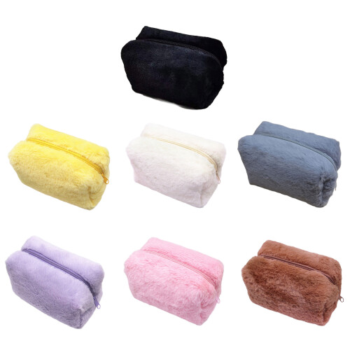 Elegant Makeup Organizers Bag Craft from Plush Materials-Black 1