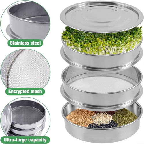 Sprouting Tray Microgreens Growing Kit Soil Stackable Design with Mesh Drainage System 2