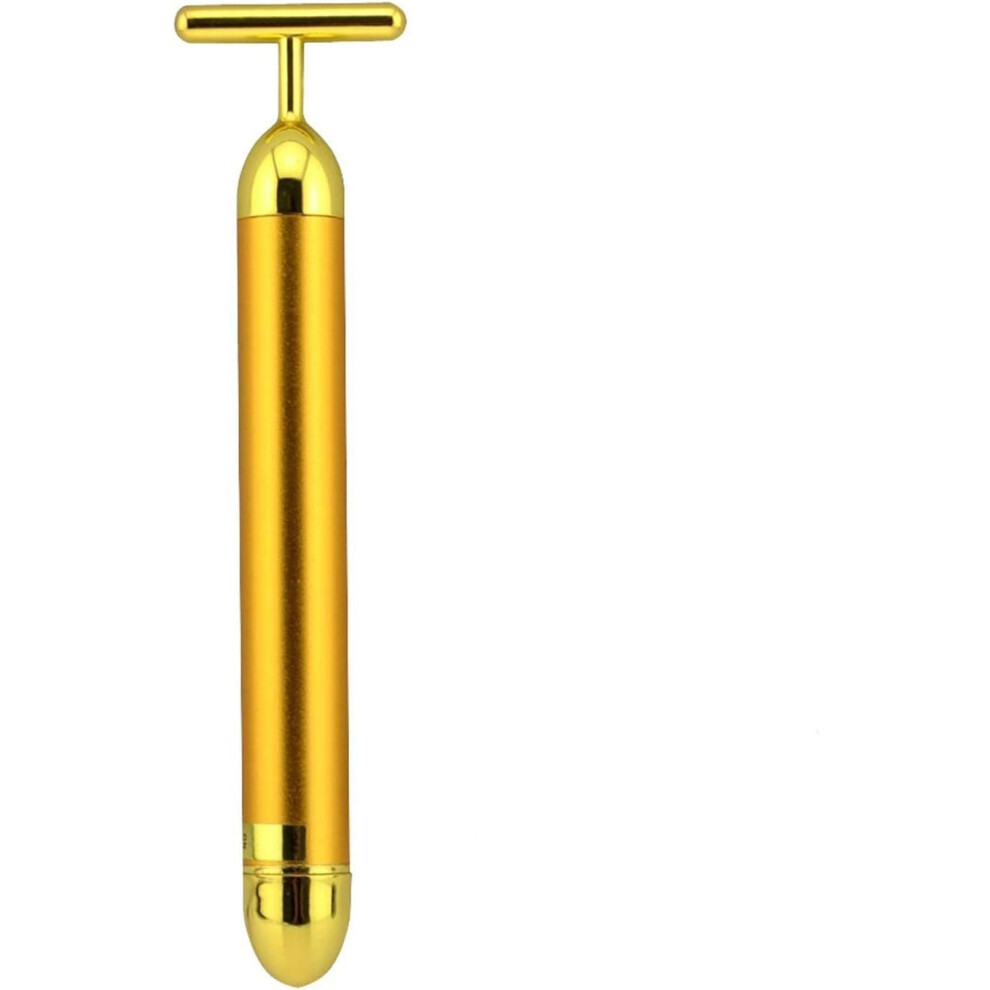 Luxury Skin Care Essential, 24K Gold Skin Care Electric 3D Roller, Micro Vibration T Shape Energy Beauty Bar, Increase Blood Circulation for Radiant