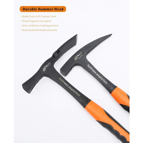 Pick Hammer Flat Tip Geological Masonry Forged Construction Shock Reduction Grip 30 Oz 1