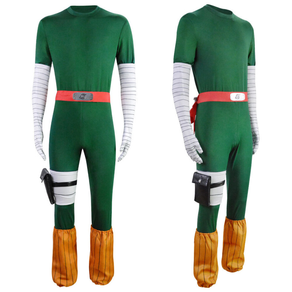 (XXL) Rock Lee Ninja Style Martial Arts Jumpsuit Cosplay Costume Performance Outfit