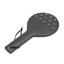 BDSM Paddle PU Leather DoubleSided Spanking Whip with Rivets and Wrist Strap for Couples