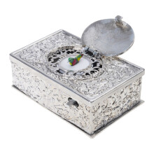 Musical Wind Up Bird Music Box Antique-Silver  Norotation with