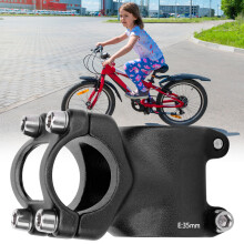 Black Bicycle Handlebar Stem 25.4x35mm LUNJE Hollow Aluminium Alloy for Kids