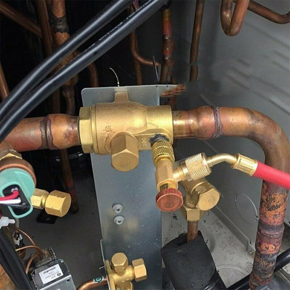 R22 R410a R32 Copper Flow Adapter 1/4In Shutoff Valve 5/16In Charging Control Alloy For Hvac Refrigeration 9347817543001