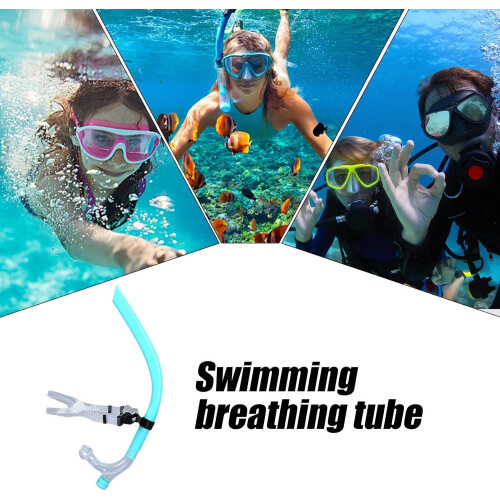 Swimming Snorkel for Adults  Training Headband Support Cyan Blue 2
