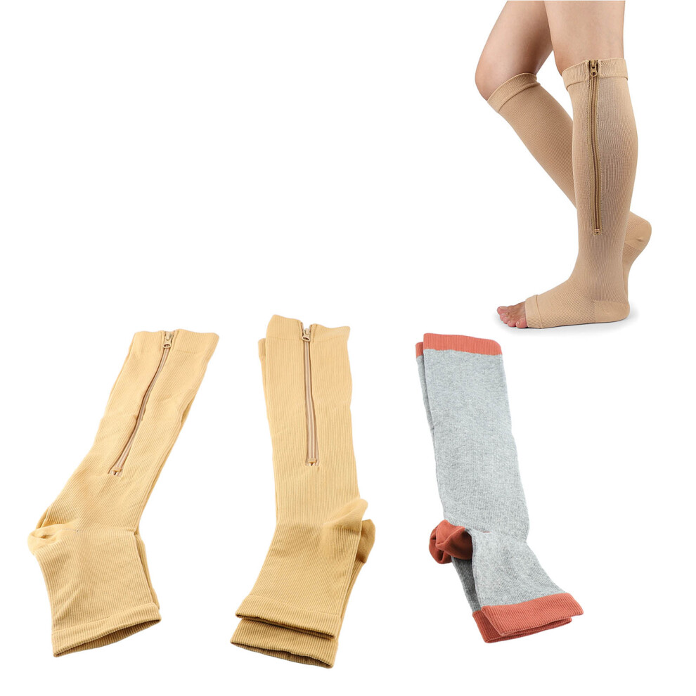 3 Pairs Breathable Open Toe Compression Socks Over Calf Men Women Cyclist XXL