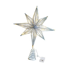LED Christmas Tree Toppers, Lighted Christmas Tree Topper, Luminous Sparkling Embellishment for Interior Decorations, 20 cm Silver