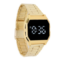 Digital Sports LED Watch for Students Golden Tetragonum with Alarm Night Light