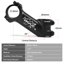 Mountain Bike Stem 35 Degree Ultralight Alloy 31.8mm Fit for Road & MTB Bikes