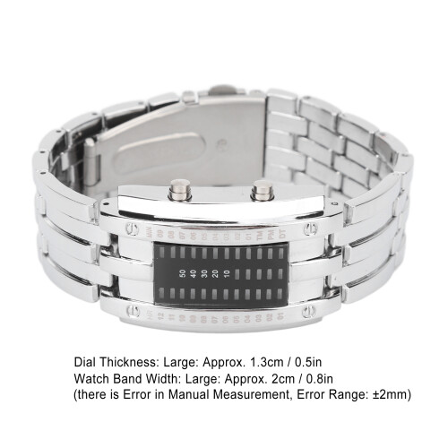 Waterproof LED Electronic Watch Silver S: Binary Display Arc Design 2