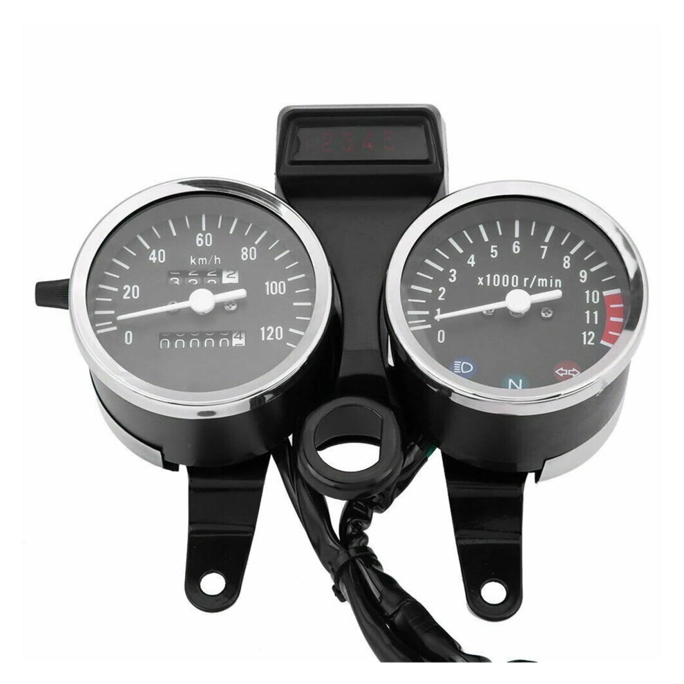 Motorcycle Speedometer And Odometer Dual Gauge Display For Suzuki Gn125 With Clear View 9382693302625