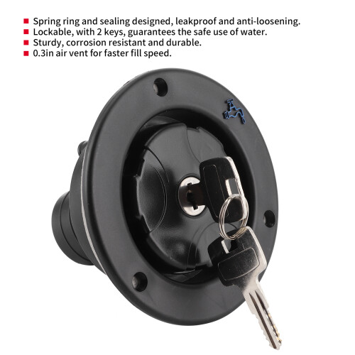 Leakproof Lockable Water Inlet Cap with Vent & Barn Connection for RVs 2