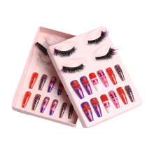 Kunstnagels in doodskistvorm, lange plaknagels, kerstthema met rode lippen, kunstnagels, flexibel materiaal, gemakkelijk aan te brengen,