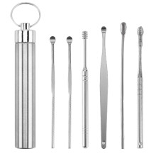 Cure-oreilles double embout en acier inoxydable de qualité médicale pour soins auditifs professionnels, avec friction améliorée et étui de