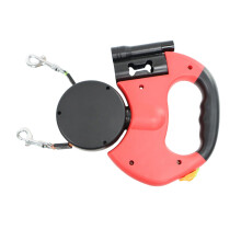 Dual Double Retractable Dog Lead For 2 Small Dogs 10m Extendable 360Degree Tangle LED Light Break & Lock