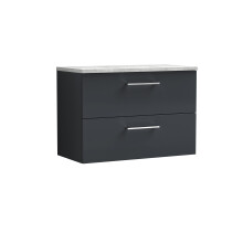 Balterley Level 800mm Wall Hung 2 Drawer Vanity Unit with Laminate Worktop for Stylish Compact Bathroom Storage - Dark Grey