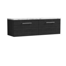 Balterley Level 1200 mm Wall Hung 2 Drawer Vanity Unit with Laminate Worktop for Modern Bathroom Storage - Charcoal Black
