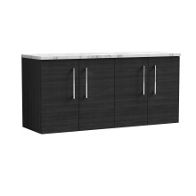 Balterley Level 1200mm Wall Hung 2 Door Vanity Unit with Laminate Worktop for Modern Bathroom Storage - Charcoal Black