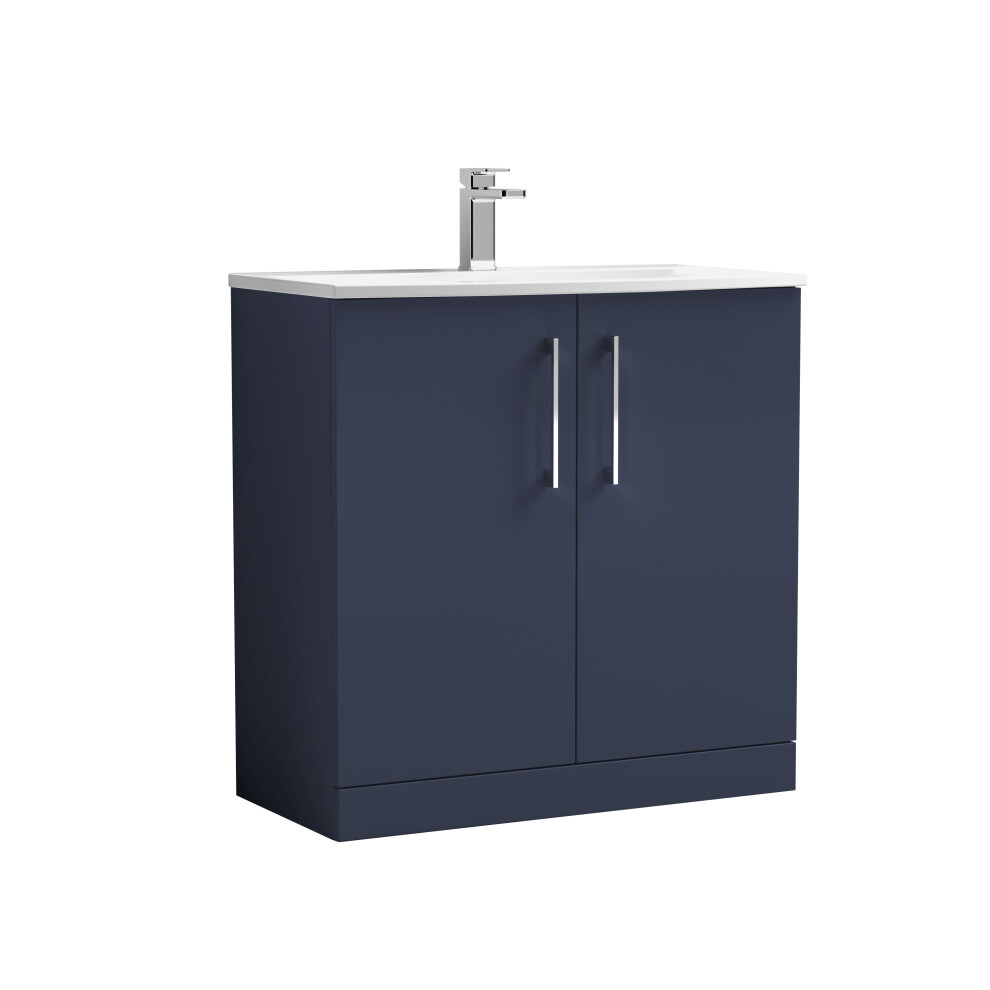 Balterley Level Modern Bathroom Floor Standing 2-Door Vanity & Basin, Midnight 800Mm Blue