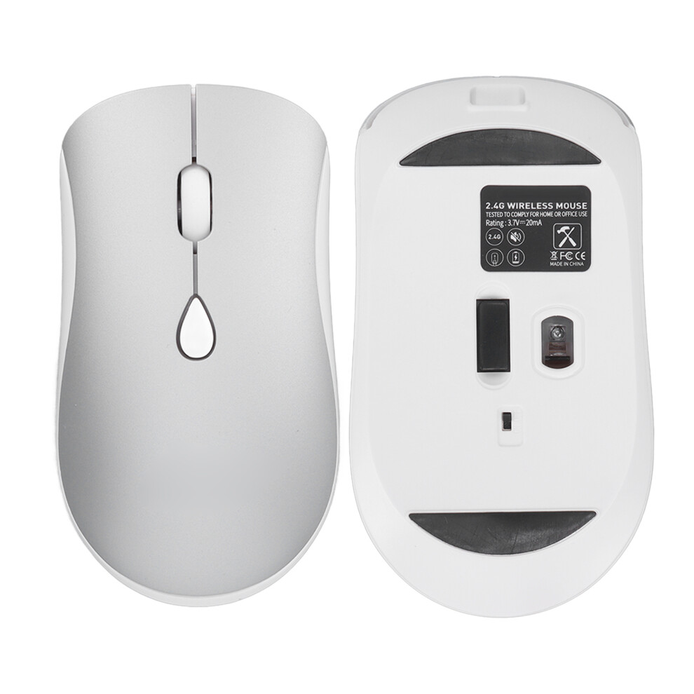 2.4G Wireless Slim Optical Mouse, 1200/1600/2400 Dpi, Rechargeable, Silver 8761375327155