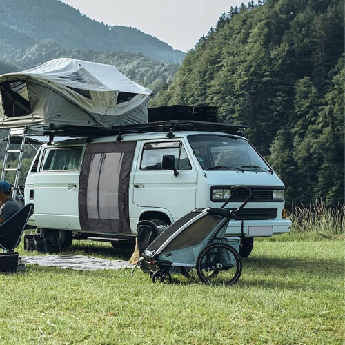 Van Fly Screen for Ducato Ram ProMaster, Black Privacy Mesh Door with BugProof Ventilation, RollUp 1