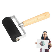 Rubber Roller Wooden Handle Printing Tool Ink Applicator Multi Craft Roller Heavy Duty Paint Spreader Stamp Medium
