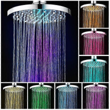 LED Shower Head, ABS Material, 8-inch Rain Sprinkler Self-generating Rotation Adjustable No Installation Required